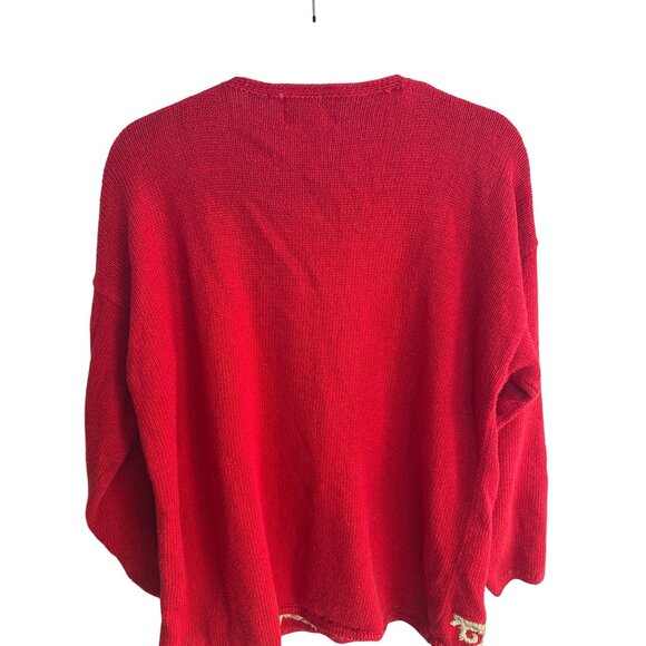 Vintage 90's Ugly Christmas Tree Sweater Women's L Knit Embroidered Sequins - Picture 5 of 8